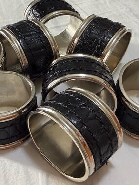 Black Leather Silver-Tone Holiday Money Clips - Unbranded